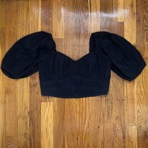 Abercrombie Black Puff Sleeve Crop Top